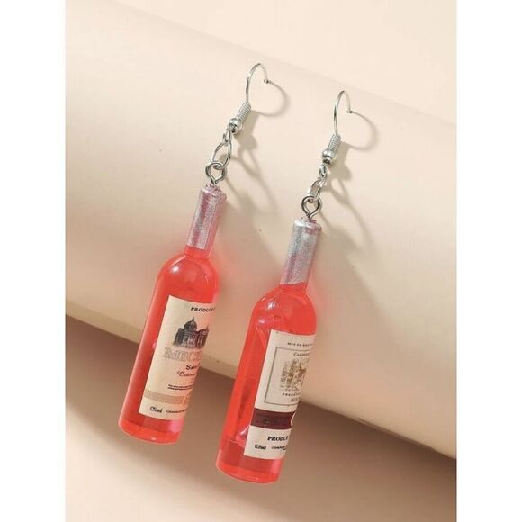 New Wine Pink Dangle Earrings - Picture 3 of 3